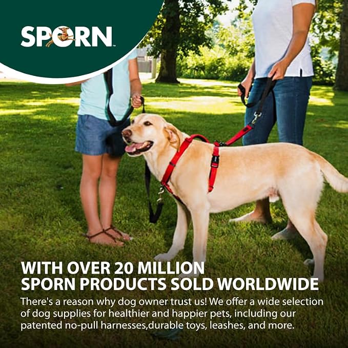 SPORN Ultimate Control No Pull Dog Harness for Small-Sized Dogs - 4-in-1 Adjustable Dog Harness with Front, Back & Dual-Clip Options & Emergency Grab Handle - Easy On/Off, Padded Comfort (Red, S)