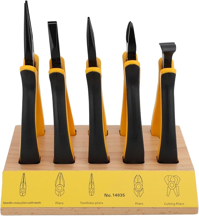 Cryfokt Mini Pliers Set with Wood Pallet, 5Pcs Watch Repair Tool