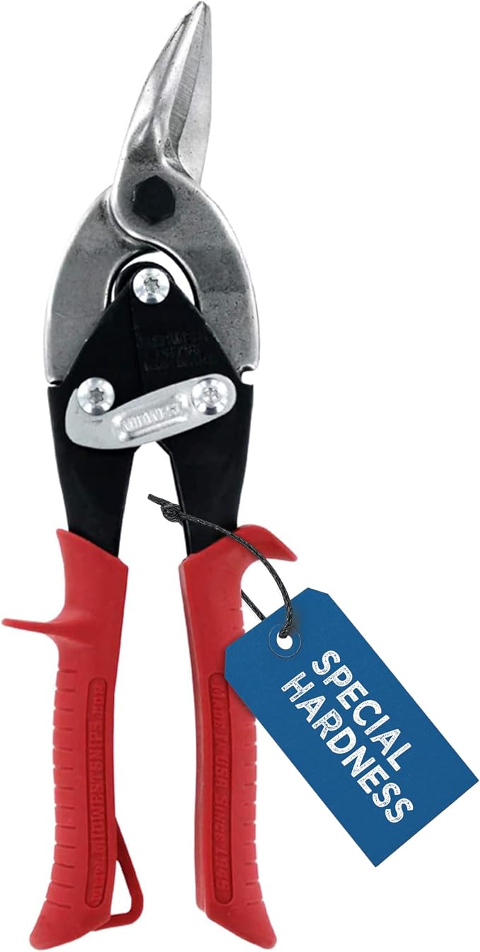 MIDWEST Special Hardness Aviation Snip - Left Cut Regular Stainless Steel Cutting Shears, Made in the USA - MWT-SS6716L