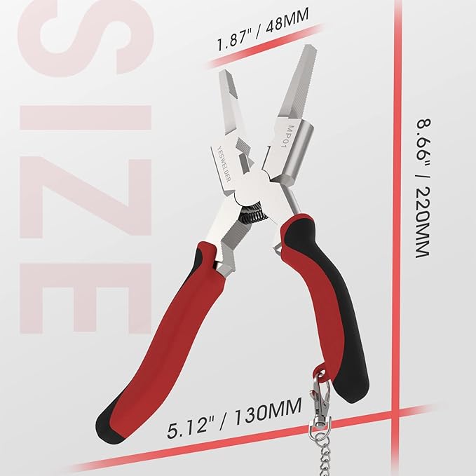 YESWELDER 8" MIG Welding Pliers with Rentention Chain, Anti-Rust and Durable High-Carbon Steel, All-In-One Multifunctional MIG Pliers for Professional Welding
