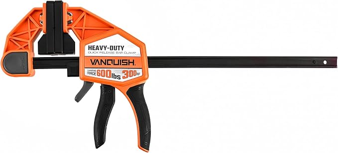 VANQUISH 12" One Hand Clamp/Spreader, 600Lbs Clamping Force, 3.4in. Throat Depth Heavy Duty Quick Release Bar Clamps, Tools & Equipment for Woodworking, Carpentry, Home Improvement, DIY