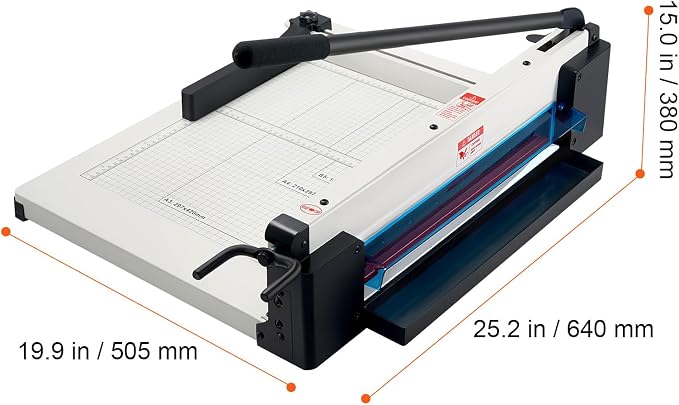 Happybuy Heavy Duty Paper Cutter, 17" Industrial Commercial Guillotine Paper Cutter for A3 Paper, 400 Sheet Capacity, Stack Paper Trimmer for Office Home School Shop, White