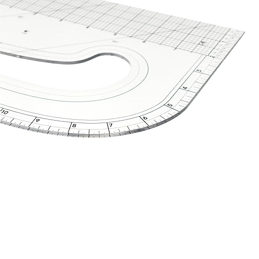 KEARING Patented 16" Imperial Acrylic Pattern Master Ruler, Multi-Purpose French Curve Ruler, Vary Form Curve Hip Measuring Transparent Fashion Designer's Ruler for Sewing Pattern Making