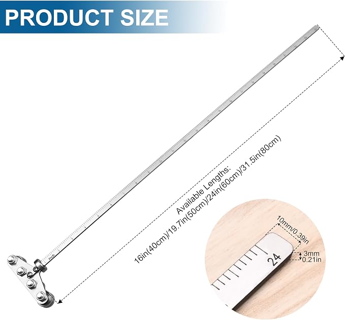16" Positioning Calipers for Circular Saw, Rip Cut Circular Saw Guide Rail, Adjustable Circular Saw Roller Guide for Circular Saw Precise Measurements & Easy Wood Cutting (Stainless Steel)