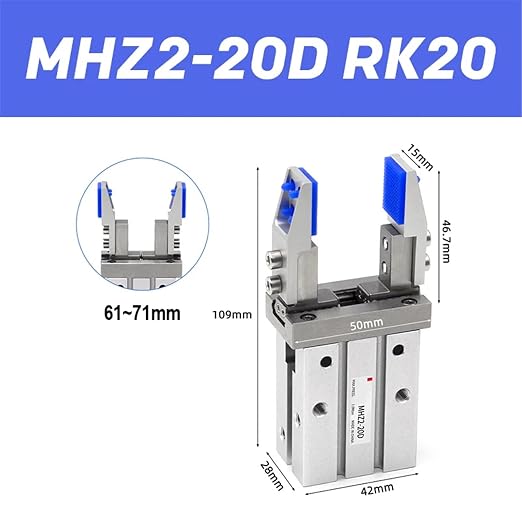 1pcs MHZ2 Finger Cylinder Parallel clamp Claw Fixture MHZ2-16D MHZ2-20D Bracket Extended Internal Support Bracket(MHZ2-20D RK20)