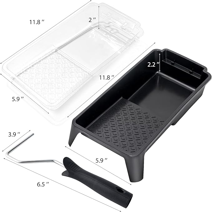 Mister Rui Paint Tray Liner, 22 Pack, 4 Inch Paint Roller Tray, Disposable Tray Liners 20pcs, Plastic Paint Tray with Roller Frame, for Home Decor, Walls and Furniture Painting