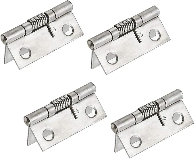 Spring Hinge Self Opening 1.5 Inch Length Stainless Steel Hinge - 4pcs