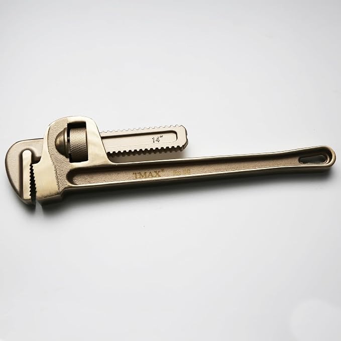 TMAX Non-Sparking 14" Pipe Wrench, Jaw Capacity 2", Aluminum Bronze Safety | Spark Free Safety, Non-Magnetic And Corrosion-Resistant | Safety Tool For Flammable Hazardous Environment