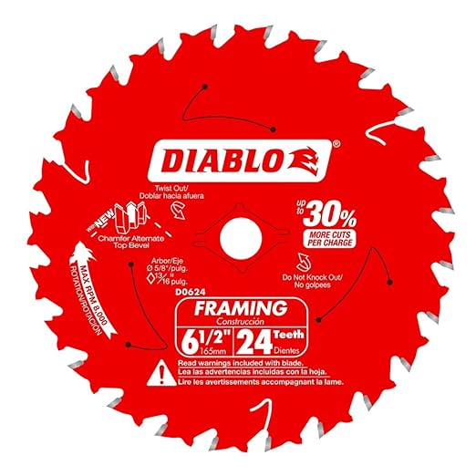 Diablo Track Circular Saw Blade for Laminate - Ideal for Finish Carpenters, Installers and Remodelers - 6-1/2" Diameter, 52-Teeth, 8,800 Max RPM - D0652TSL