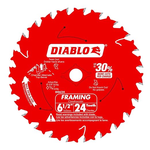 Diablo Wood and Metal Cutting Carbide Circular Saw Blade - Ideal for DIY, Framing, and Construction - 6-1/2" Diameter, 32 C-ATB Teeth, 10,000 Max RPM - D0632GPX
