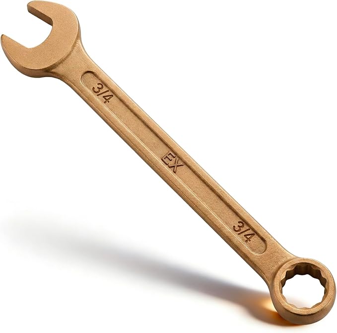 Hicarer 3/4" Non-sparking Combination Wrench Non-magnetic Wrench 210 mm Length Aluminum Bronze Combination Spanner for Flammable and Explosive Environment Technician Electrician Die-forged