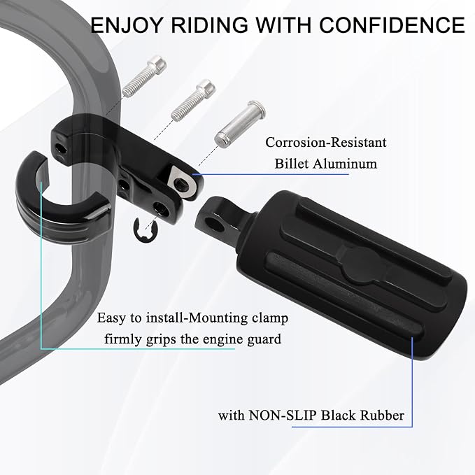 Adjustable Highway Footrests for Harley Touring 1.25" （32mm）engine guards