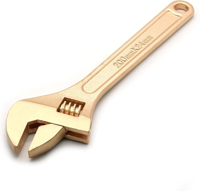 TMAX Non-Sparking 8" Adjustable Wrench Jaw Capacity 1" Aluminum Bronze | Spark Free Safety, Non-Magnetic And Corrosion-Resistant | Safety Tool For Flammable Hazardous Environment