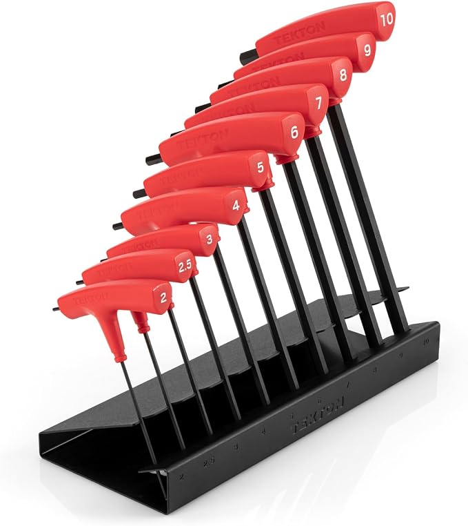TEKTON Ball End Hex T-Handle Key Set, 10-Piece | KTX92201 | 2 - 10 mm, Manganese Phosphate Finish, Stand