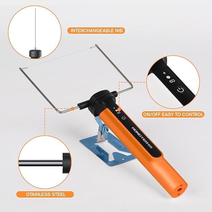 4 in 1 Hot Wire Electric Foam Cutter Kit, Styrofoam Cutting Tool 15W/ 6V with Case, Heated Foam Carving Knife Kit (Toolbox Orange)