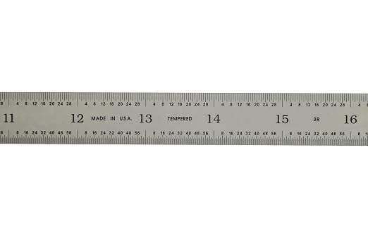 PEC Tools 24" Flexible Steel Ruler, High-Quality Carbon Steel with Satin Chrome Finish, 3R Graduation (1/32", 1/64", 1/10", 1/50"), Fully Hardened and Tempered, Made in USA