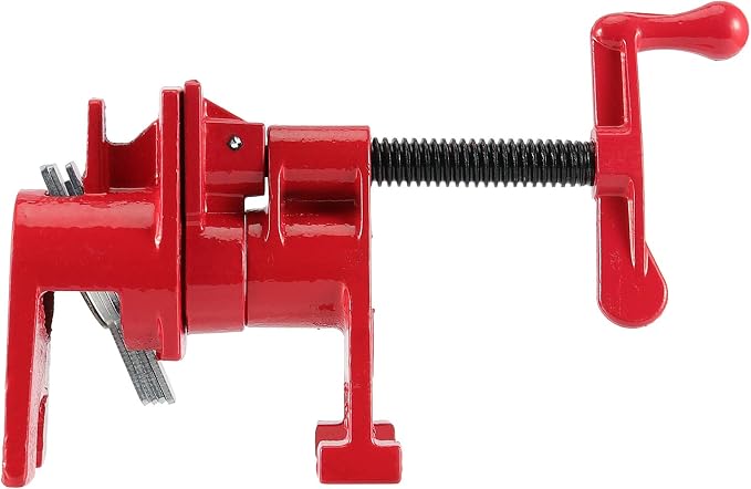 4 Pack 3/4 Inches Pipe Clamp, Wood Gluing Pipe Clamp Set, Heavy Duty Woodworking Cast Iron Clamp for Metalworking, Woodworking and Frame Assembly, Red