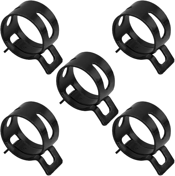 10pcs 0.87" ID Constant Tension Band Hose Clamps, 22mm Spring Band Type Action Hose Clamp Manganese Steel Fuel Line Clamp Low Pressure Air Clip Clamp for Fuel Hose Line Water Pipe Air Tube black