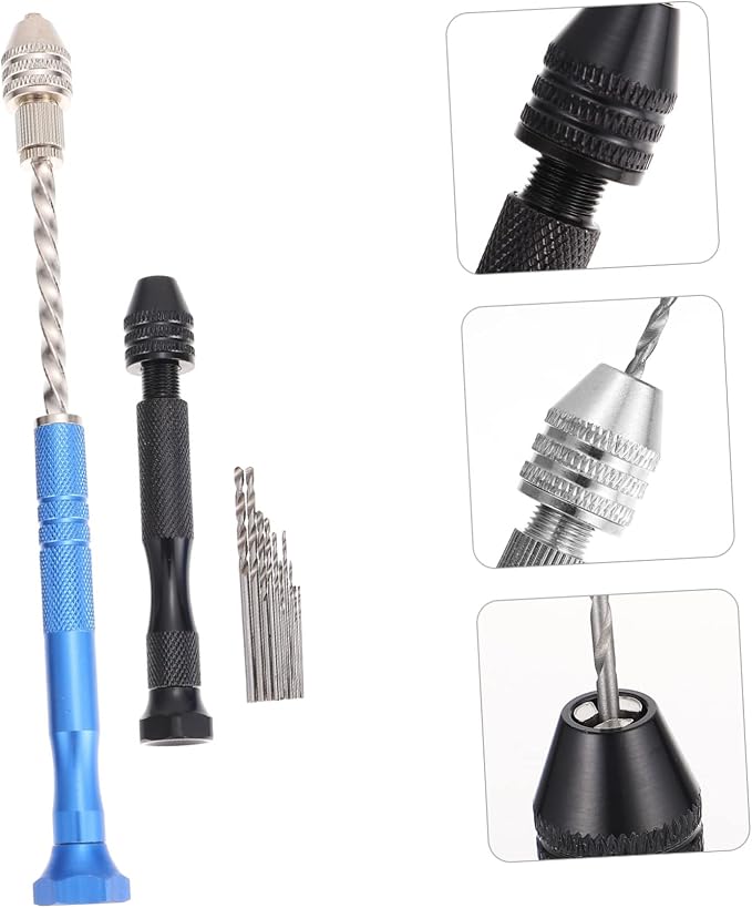 HOMSFOU 2sets Hand Drills Tool Kit Twisted Drill Bits for Jewelry Crafts and Projects Compact Design Vise for