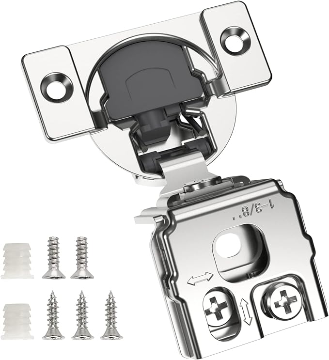 Chibery 50 Pack 1-3/8" Overlay 3D Soft Close Concealed Hinge for Face Frame Door, Smooth Slow Self Closing Hinges, Satin Nickel, Hidden 105° Open Angle Stainless Steel Hinge for Kitchen Cabinet Door