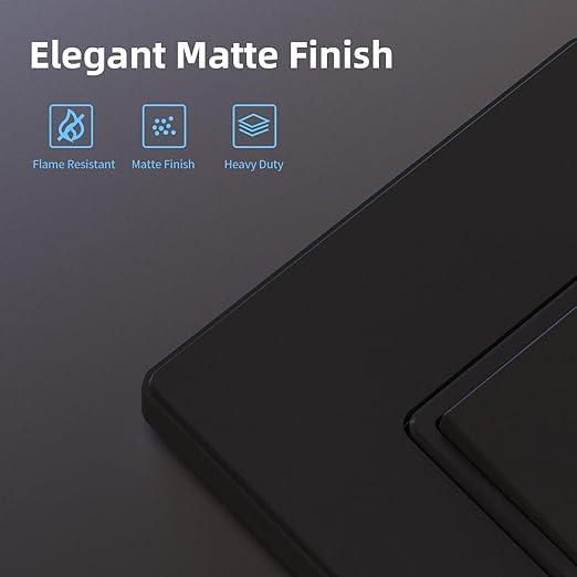 ELEGRP Matte Black 3 Way Decorative Light Switch with Plate, 15Amp, 120-277 Volt, AC Rocker Paddle Wall Switch Replacement, Self-Grounding, Residential Grade, w/Wall Plate, UL Listed (10 Pack)