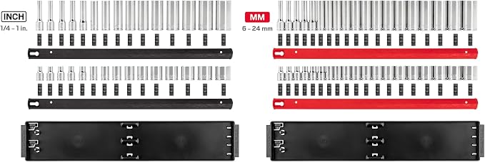 TEKTON 3/8 Inch Drive 12-Point Socket Set, 68-Piece | SHD91221 | (1/4 - 1 in., 6 - 24 mm), Shallow and Deep, Socket Rail