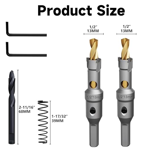 Metal Hole Saw 1/2''(13mm) 2Pcs Set Heavy Duty Tungsten Carbide Tipped Hole Cutters Set with a nitrided Step Drill and L-flench, for Steel Iron,Aluminum,Stainless stell