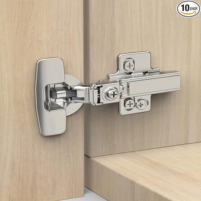Chibery 10 Pack Frameless Half Overlay Soft Close Concealed European Hinges, Self Closing Satin Nickel, 105 ° Open Angle 4D Adjustment, Speed Control, Clip On, Stainless Steel for Cabinet Door