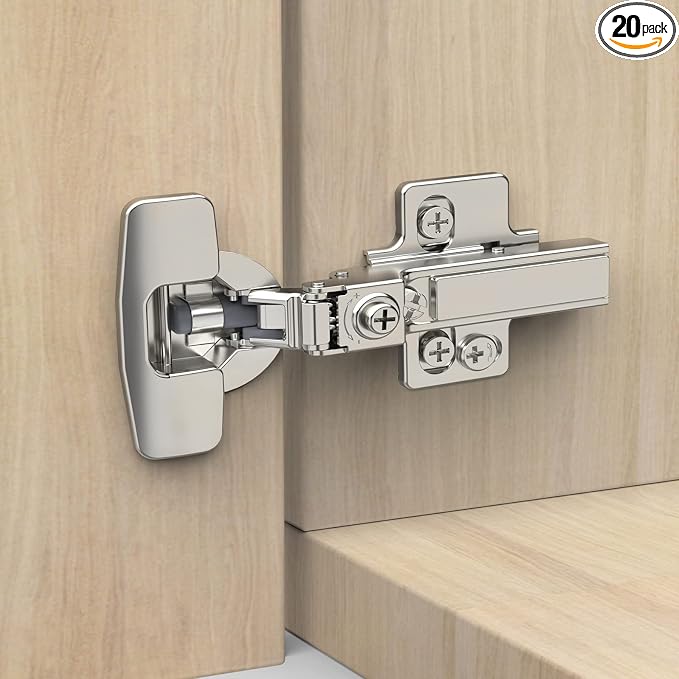 Chibery 20 Pack Frameless Half Overlay Soft Close Concealed European Hinges, Self Closing Satin Nickel, 105 ° Open Angle 4D Adjustment, Speed Control, Clip On, Stainless Steel for Cabinet Door