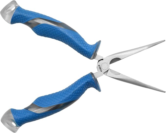 CUDA 8.5" Bent Needle Nose Pliers | Durable Steel Titanium Bonded Fishing Wire, Mono & Fluorocarbon Cutter with Non-Slip Cuda Grips | for Saltwater & Freshwater Use (Pack of 3)