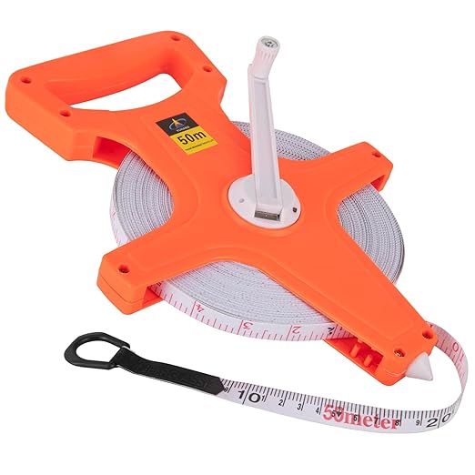 Open Reel Tape Measure 165 Feet, Fiberglass Tape Measure, Yard Measuring Tape Fit for Sports Field, Outdoor, Engineer,Track, Durable Dual-Sided Measuring Reel with Feet and Meters (1/2')