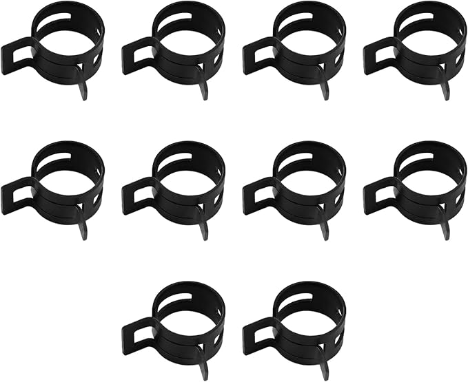20pcs 0.71" ID Constant Tension Band Hose Clamps, 18mm Spring Band Type Action Hose Clamp Manganese Steel Fuel Line Clamp Low Pressure Air Clip Clamp for Fuel Hose Line Water Pipe Air Tube black