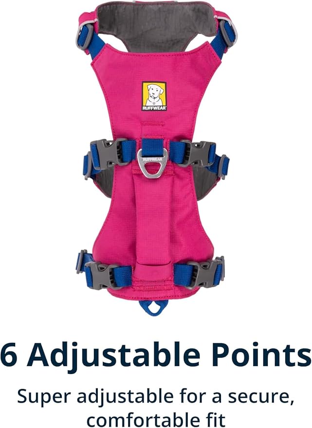 Ruffwear, Flagline Dog Harness, Lightweight and Reflective, No Pull Dog Lift Harness for Hiking, Running and Everyday Use, Alpenglow Pink, Medium
