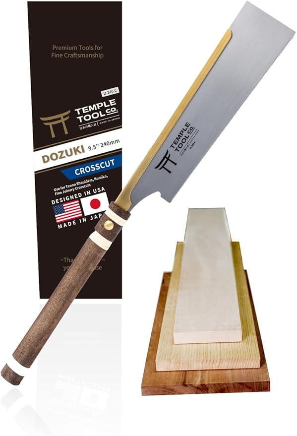 Temple Tool Co. Japanese Pull Saw - Crosscut 9.5 - Hand Saw for Joinery Crosscuts, Kumiko, Tenon Shoulders