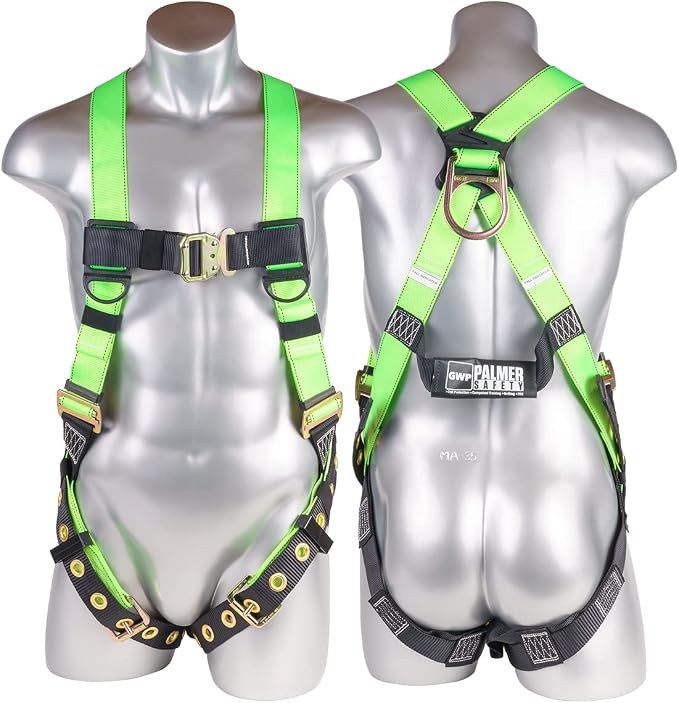 Construction Harness 5 Point Adjustment, Back D-Ring, Grommet Legs, Multiple Styles I OSHA ANSI Compliant