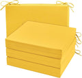 Cozyide Outdoor Chair Cushions, Waterproof Patio Seat Cushions with Adjustable Straps, Square Corner Patio Chair Cushions for Garden, Yellow, 18.5x16x3 Inch (Pack of 4)
