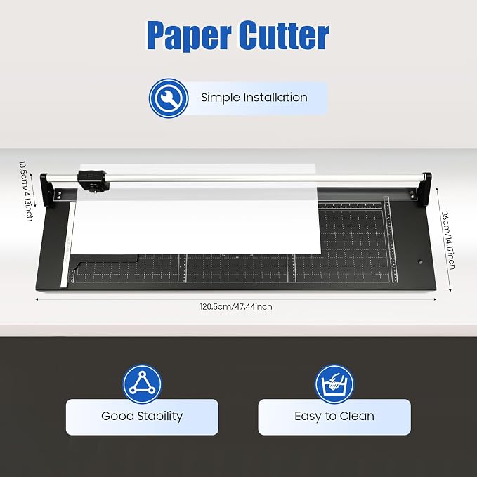 36 Inch Precision Rotary Paper Cutter, Desktop Office Paper Trimmer, Manual Straight Paper Trimmer with Roller Cutter Head and Round Blade for Photos, Cards, Decals
