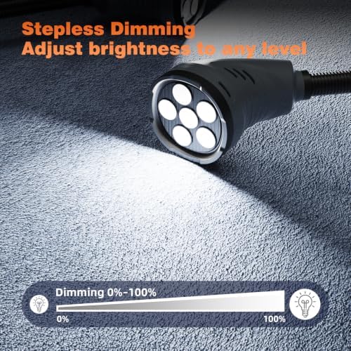 Magnetic Work Light, Flexible Gooseneck Work Light with Rotatable Lamp Head and Adjustable Magnetic Base, Workshop Tool Light or CNC MlilingDrill Press Sewing Machine Industrial Lighting,18W