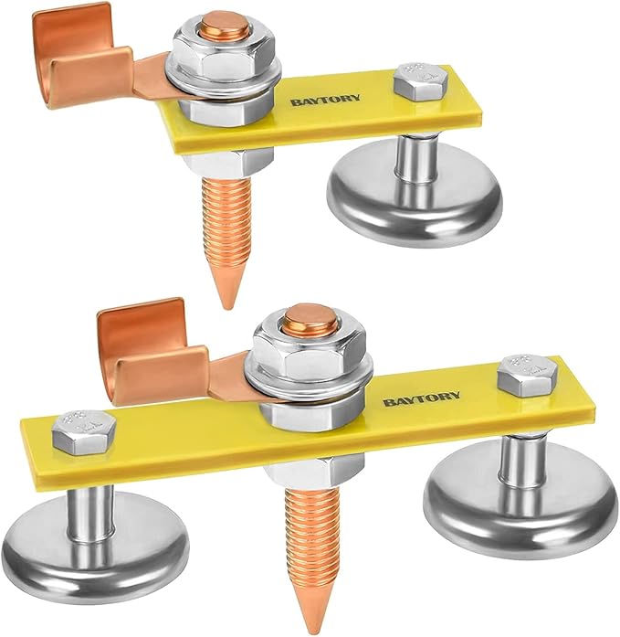 BAYTORY Upgrade Magnetic Welding Support Ground Clamp Tools, Double + Single Welding Magnet Head, Strong Magnetism Large Suction, Copper Tail Welder Stability Clamps