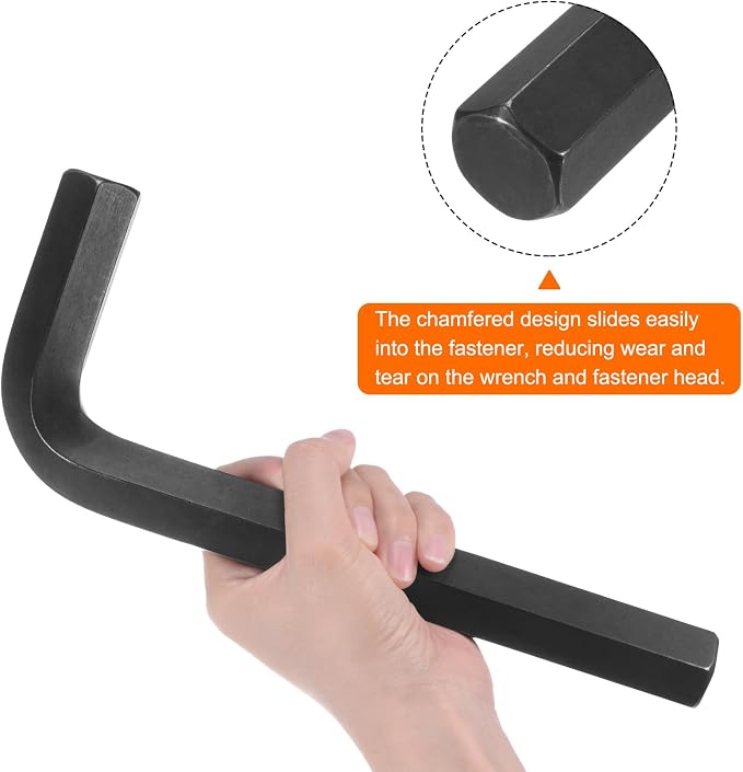HARFINGTON Hex Key Wrench 27mm L-Shape Hexagon Metric Chrome Vanadium Steel | Repairing Tool Wrenches for Home Repair,Black