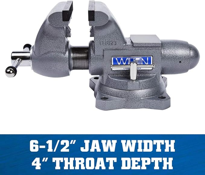 Wilton Tradesman Bench Vise, 6-1/2" Jaw (Width-6", Max Opening-4") Throat (Model 1765), Gray