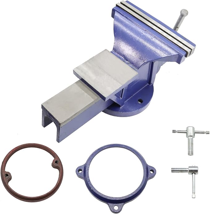 Nakkaa 10 Inch Heavy Duty Cast Iron Bench Vise 360° Swivel Lock Base