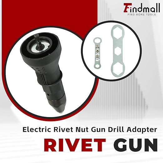 findmall Electric Rivet Nut Gun Drill Adapter Cordless Drill Hand Tools for Areas of The Manufacturing Industrial Fastening