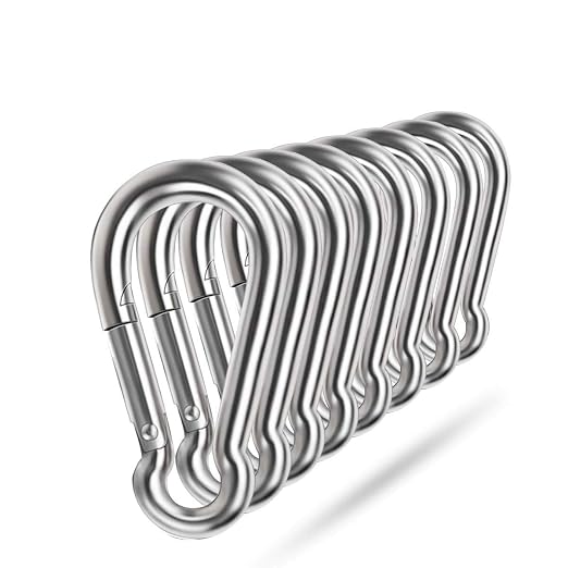 Spring Snap Hooks, 304 Stainless Steel Metal Clip Heavy Duty Rope Connector Small Snap Clamp Key Chain Link Buckle for Hammock Swing Set Outdoor Travel Camping Fishing Hiking