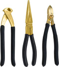 WEDO Brass Pliers Set with Non-Slip Handle - 8" Snipe Nose, 7" End Cutting, 7" Diagonal