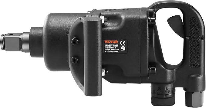 VEVOR 1 Inch Air Impact Wrench Up to 2730 ft-lbs Reverse Torque | Pneumatic Driven, Forward/Reverse Control, Lightweight with 2 Handles, Ideal for Heavy Duty Repairs and Maintenance