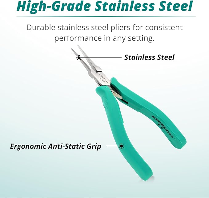 Excelta Stainless Steel Pliers, Gentle Spring Mechanism, 5.5" Length