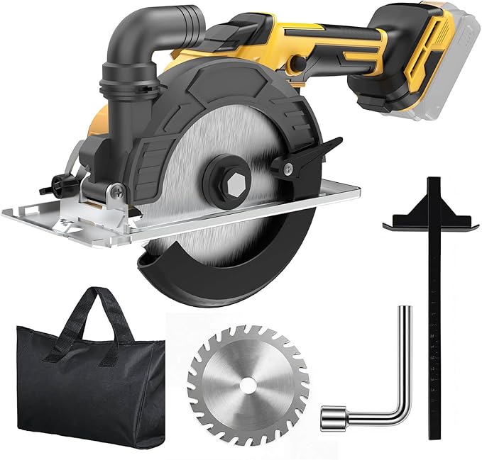 6-Inch Cordless Circular Saw Compatible with DeWalt 20V Max Battery (NO Battery), 2.2"(90°), 1.5"(45°) Max Cutting Depth Lightweight with Tool Bag, Guide Ruler,6" Blade For Wood PVC Cutting
