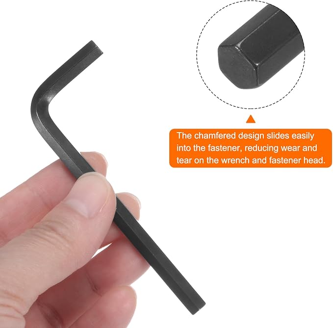 HARFINGTON 10pcs Hex Key Wrench 7/32" L-Shape Hexagon SAE Wrenches Chrome Vanadium Steel Repairing Tool for Home Repair, Black