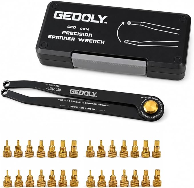 Adjustable Pin Spanner Wrench Set, Heavy Duty Shock & Lock Nut Tool | Fits coilover, shock & suspension lock nuts. Includes 14 pairs Metric/SAE pins. Adjustable hook spanner wrench tool kit.